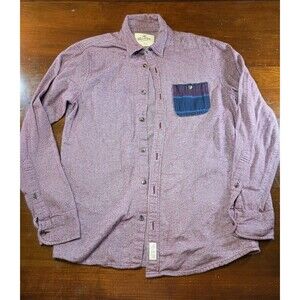 Hollister Shirt Men's S Maroon Red Marled Contrast Pocket Button Cotton Preppy